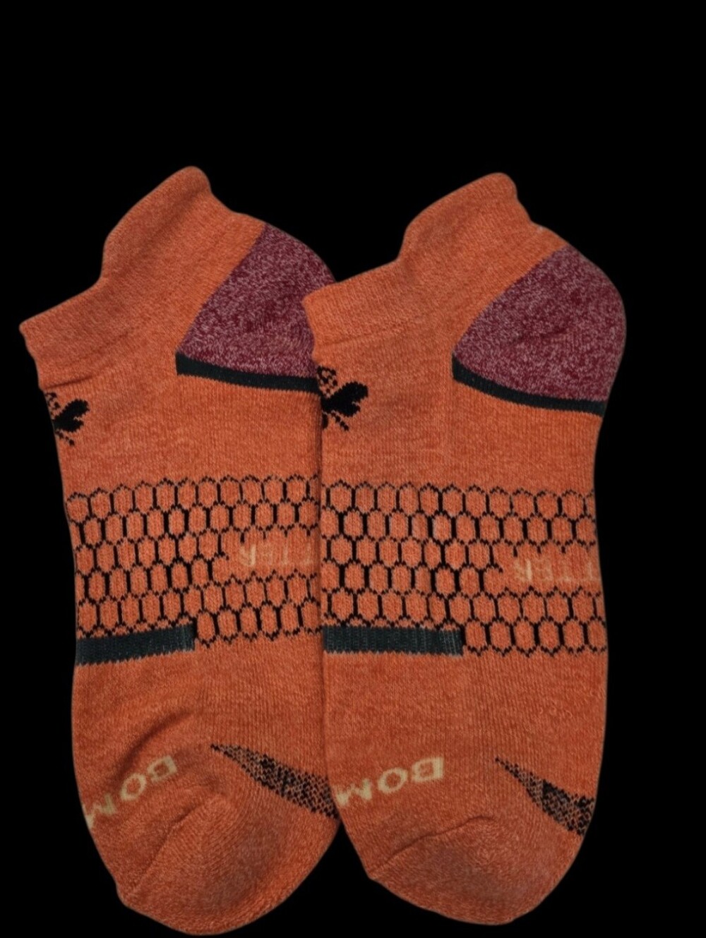 Bombas Medium Ankle Socks Coral Black Red 5 Pair BNWT Unisex Honeycomb Arch Supp - Picture 2 of 10